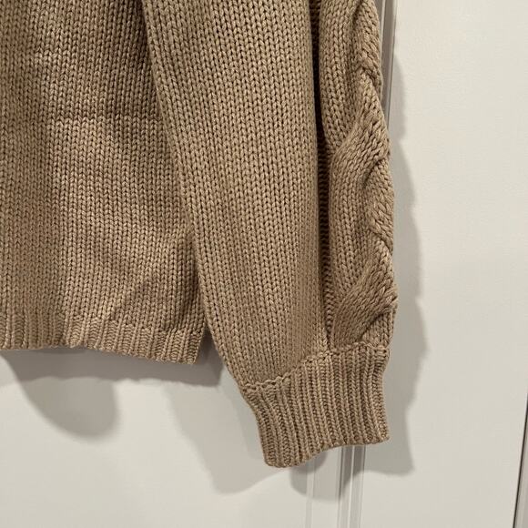 NWT Lauren Conrad Women's Chunky Knit Long Sleeve Tan‎ Sweater Size XS - Picture 2 of 9